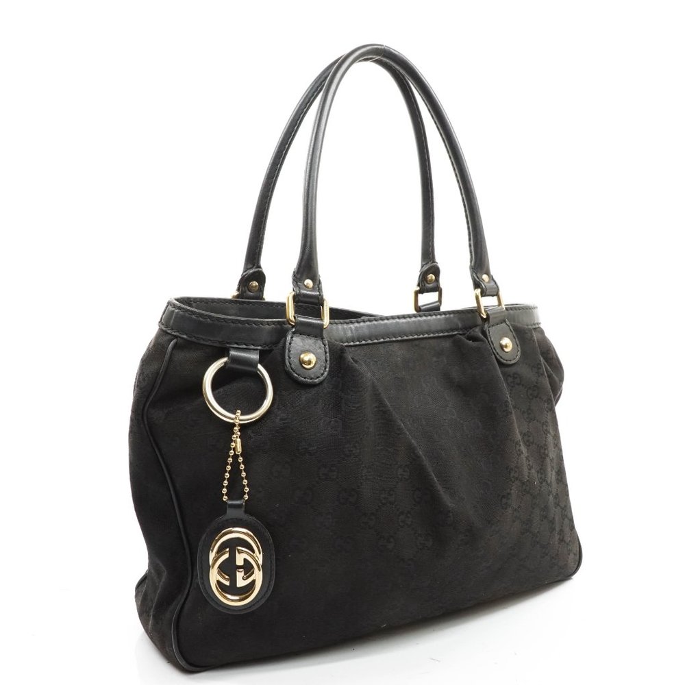 Auth Gucci Gg Tote Bag Black Canvas #16019G13 - Picture 4 of 13